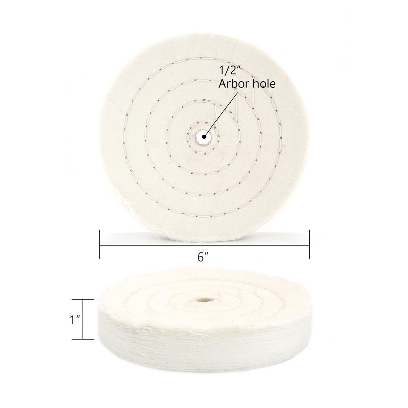 SCOTTCHEN Cotton Buffing Wheel 6 inch Extra Thick Spiral Sewn Polishing Pad for Bench Grinder Tool with 1/2" Arbor Hole(70 Ply) 1PCS - Image 2